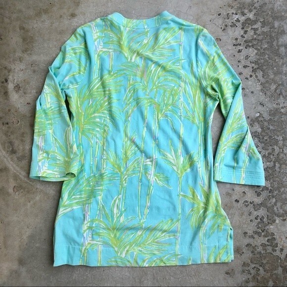 Lilly Pulitzer Joy Top Knit Tunic Big Bam Bamboo Printed Green Blue S - Picture 2 of 5
